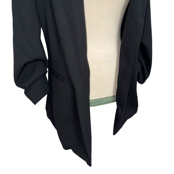 Boom Boom Jeans Black Lightweight Blazer 3/4 Quarter Sleeve Open Cardigan size M - Picture 4 of 10